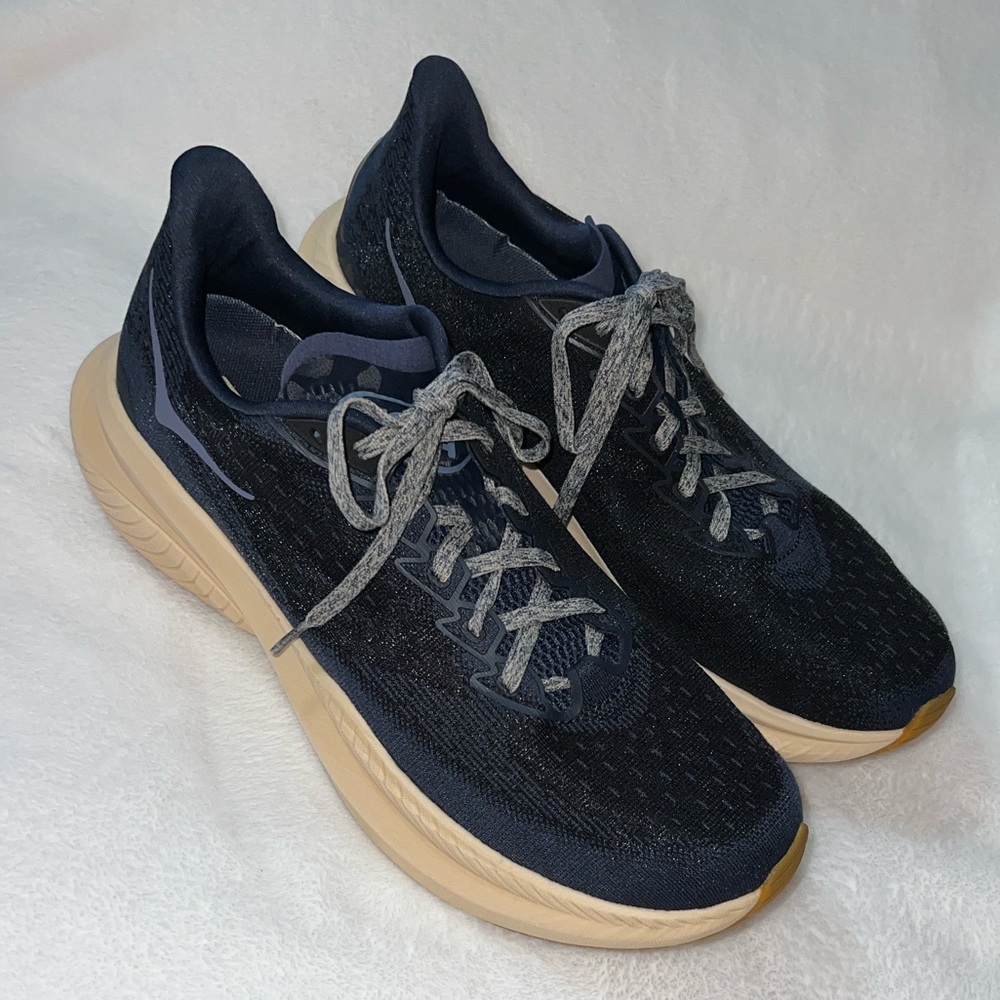 Hoka One One Black and Tan Athletic Shoes
